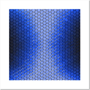 Blue Skin 3D Hexagons Pattern Posters and Art